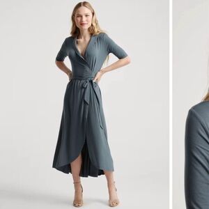 Elegant Teal Wrap Dress